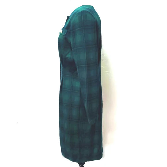 Vintage Miss Dorby tartan knit, button front, structured midi dress. Size 10. - Picture 5 of 12